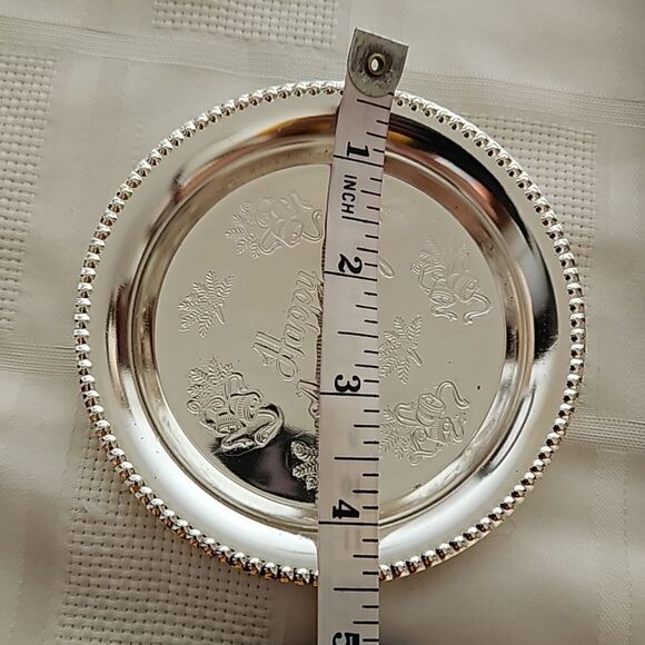 Happy Anniversary Pack Of 3 Small Steel Tray Silver 4.5" - Picture 6 of 16